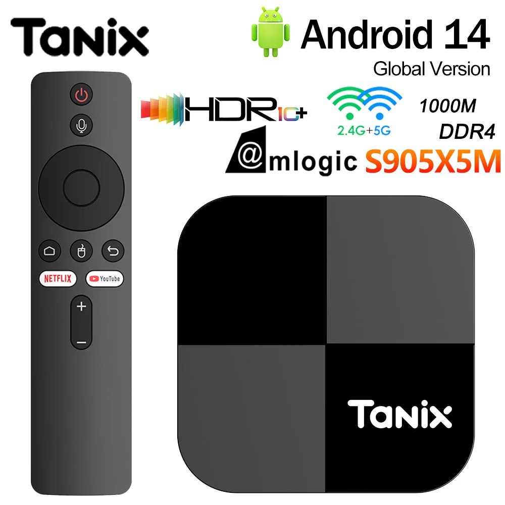 Tanix TX5 PLUS ȵ̵ 14.0 TV ڽ 4GB 32GB Amlogic S905X5M 2.4G/5G Wifi5 4K BT5.0 1000M DDR4 ̵ ÷̾  ڽ